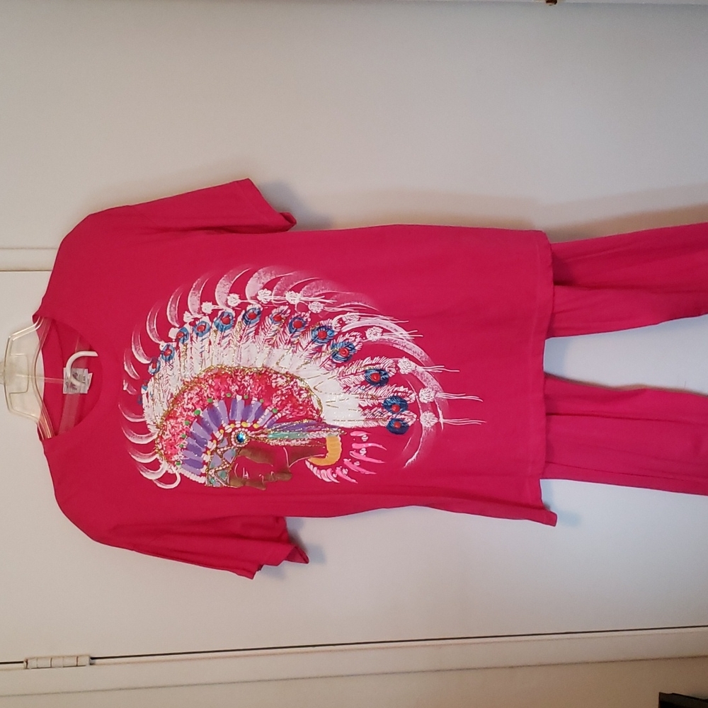 Hand painted tee shirt and pants combo.